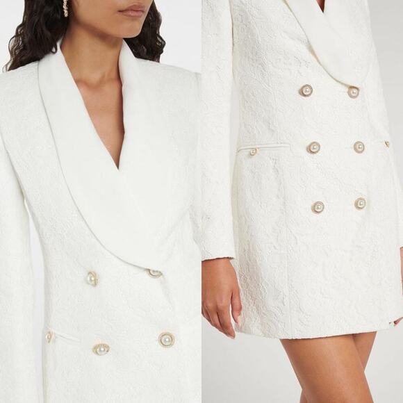 Rebecca Vallance NWT Hariet Blazer Mini Dress Ivory Lace Size US 4 Pearl Buttons - Picture 10 of 10